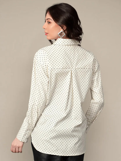 Polka Dots Cotton Poplin Oversized Shirt hencemade