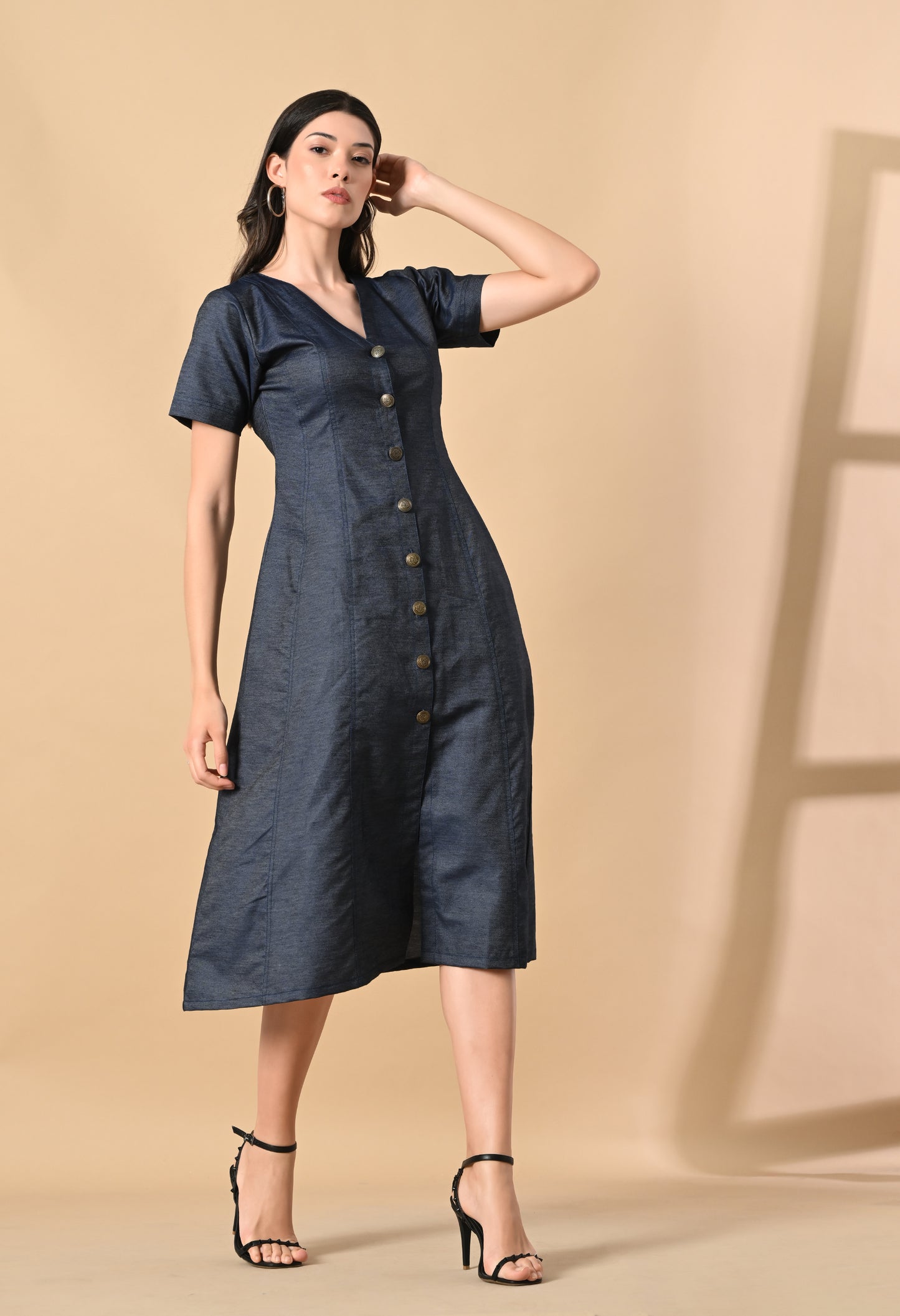 Indigo Whisper Denim Midi Dress