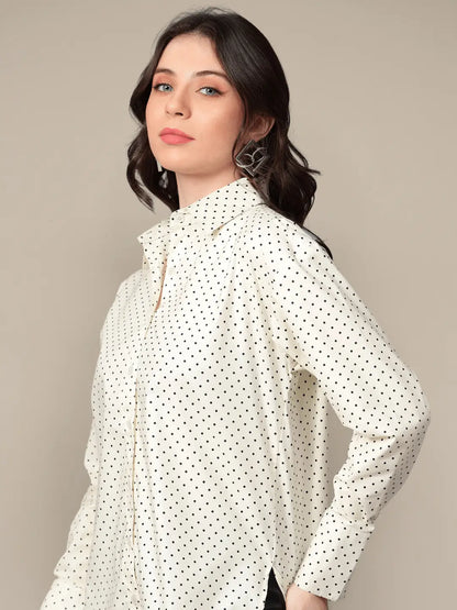 Polka Dots Cotton Poplin Oversized Shirt hencemade