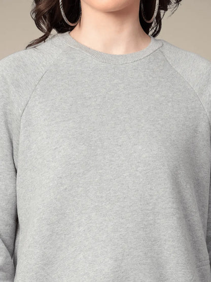 Grey Crew Neck Cotton Sweatshirt hencemade