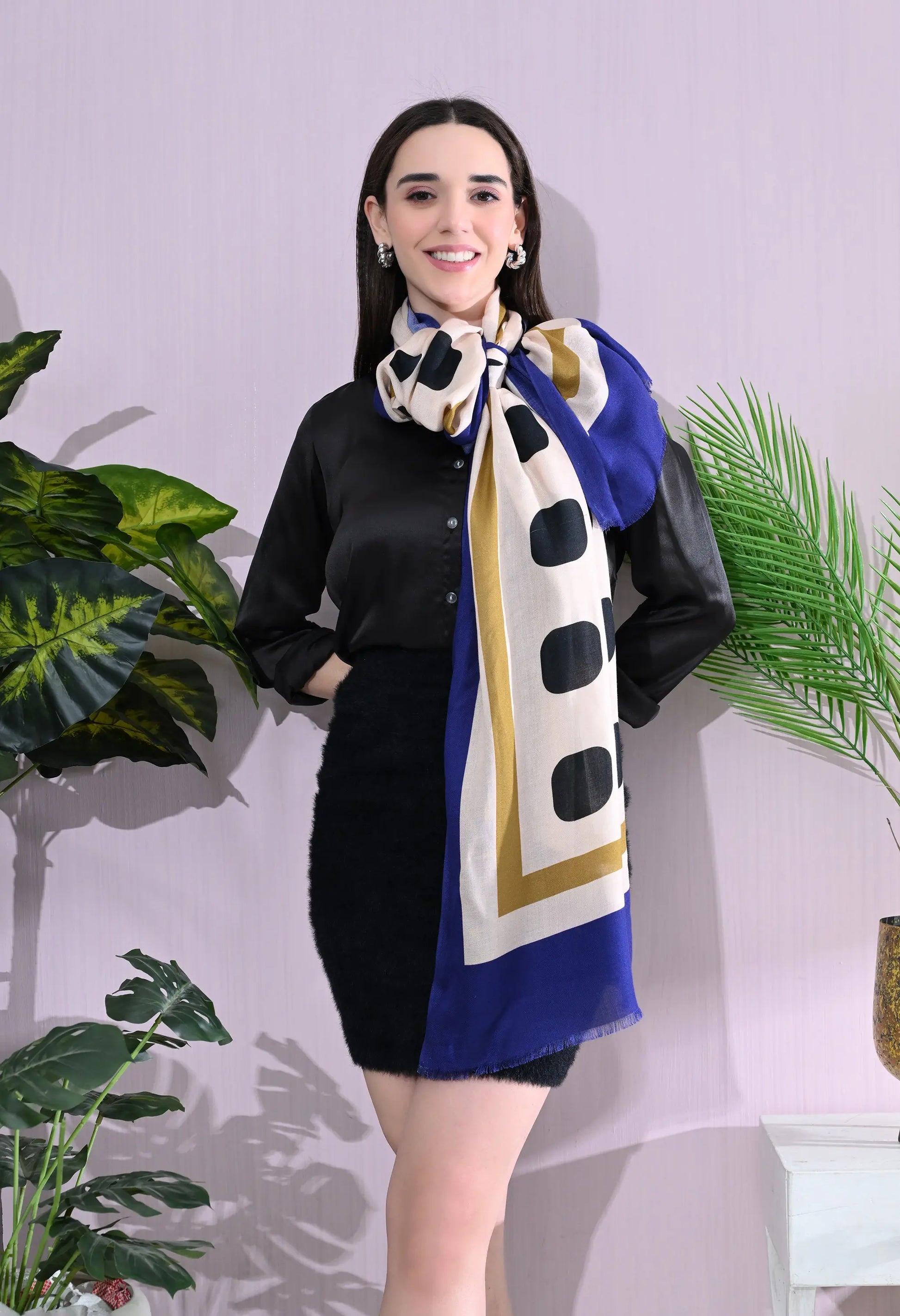 Bold Gometric Polka Dot Scarf Hencemade