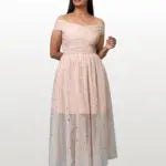 Starry Peach Off-Shoulder Dress hencemade