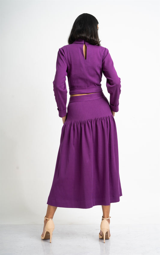 Deep Purple Rib Skirt Set hencemade