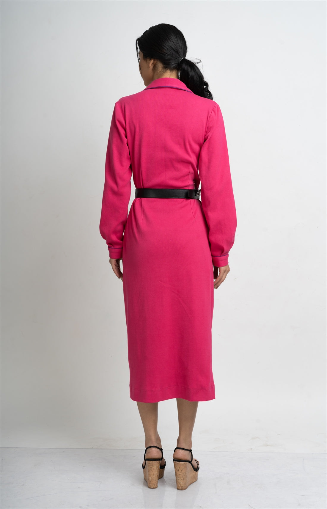 Pink Ribbed Buttoned Dress hencemade