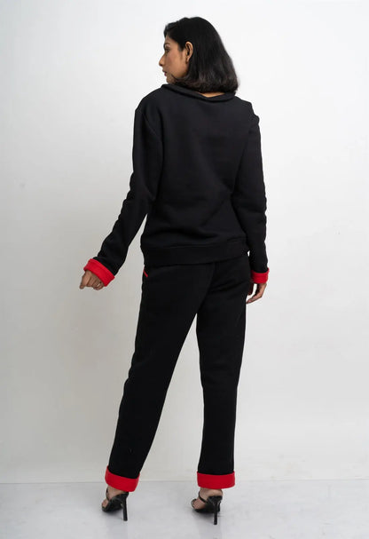 Black And Red Fleece Embroidered Set hencemade