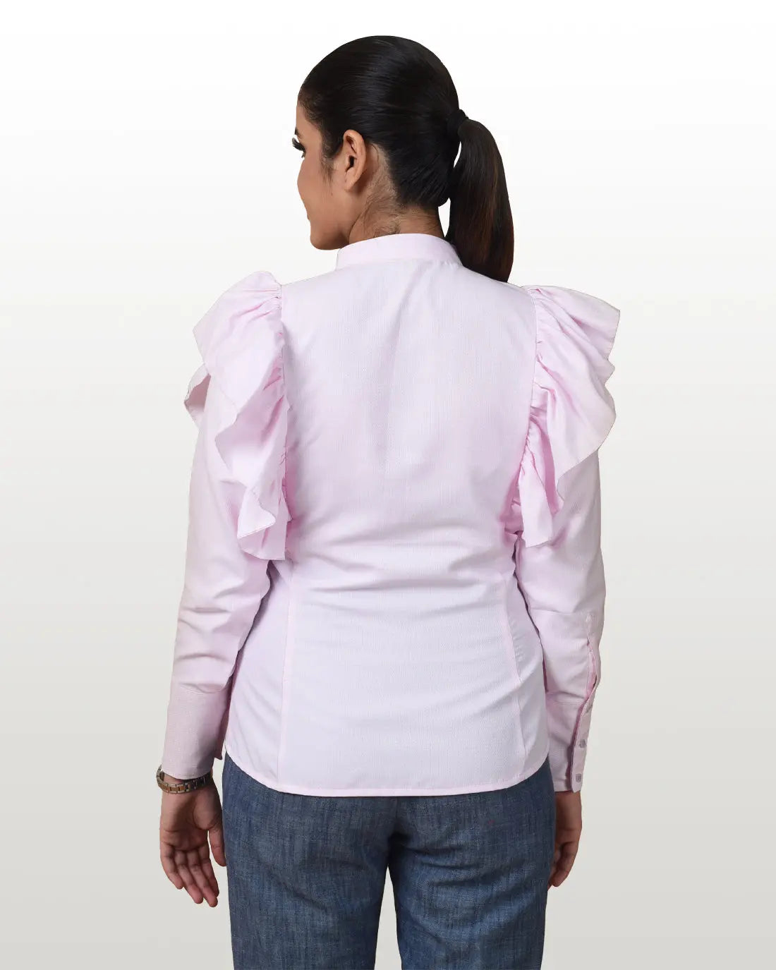 Pink And White Cotton Twill Shirt hencemade