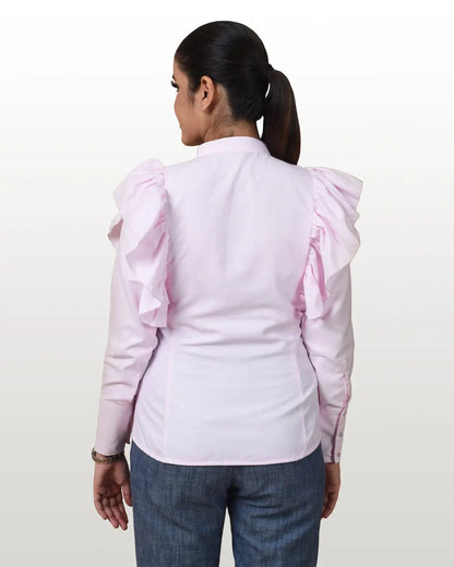 Pink And White Cotton Twill Shirt hencemade