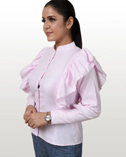 Pink And White Cotton Twill Shirt hencemade