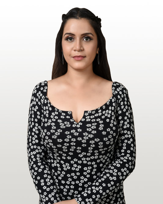 Floral Print Scoop-Neck Dress