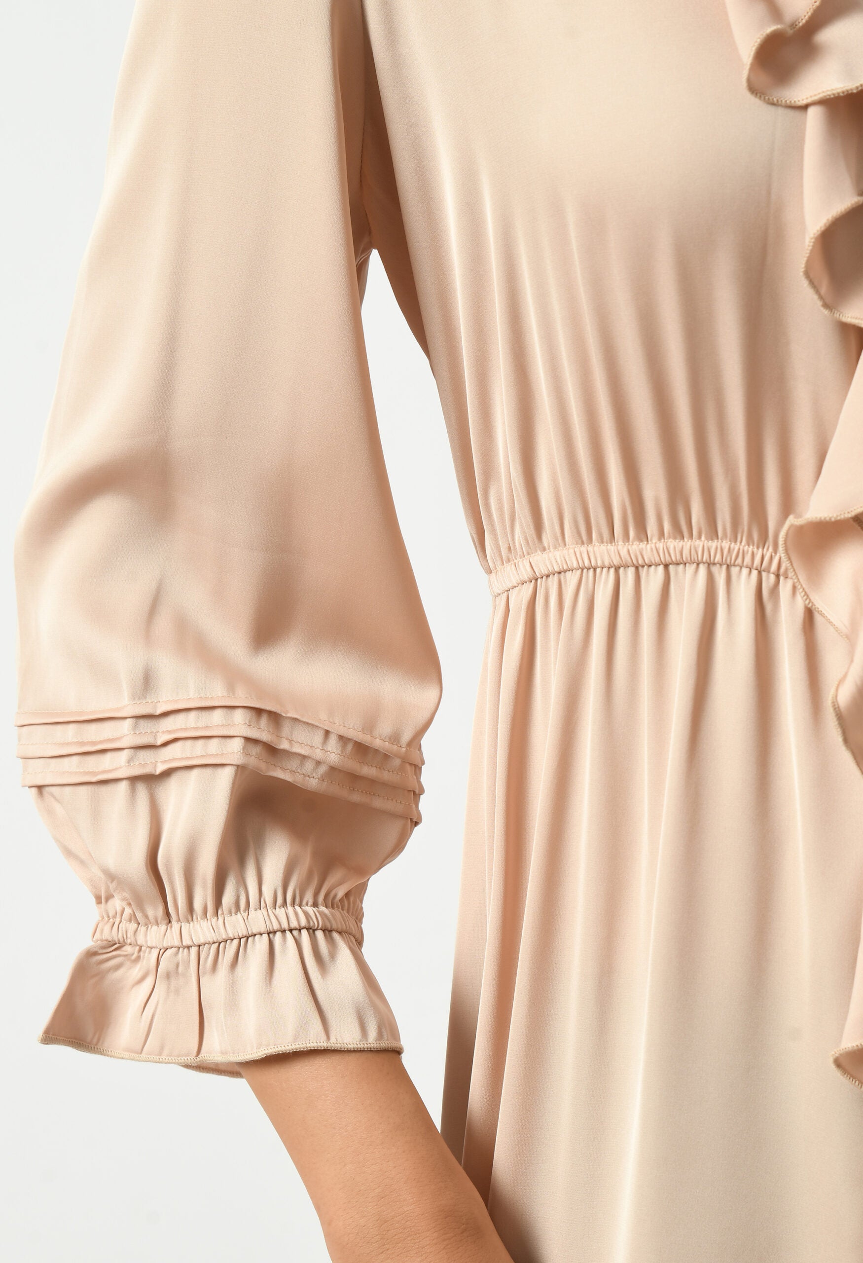 Pink Nude Armani Satin Ruffle Dress hencemade