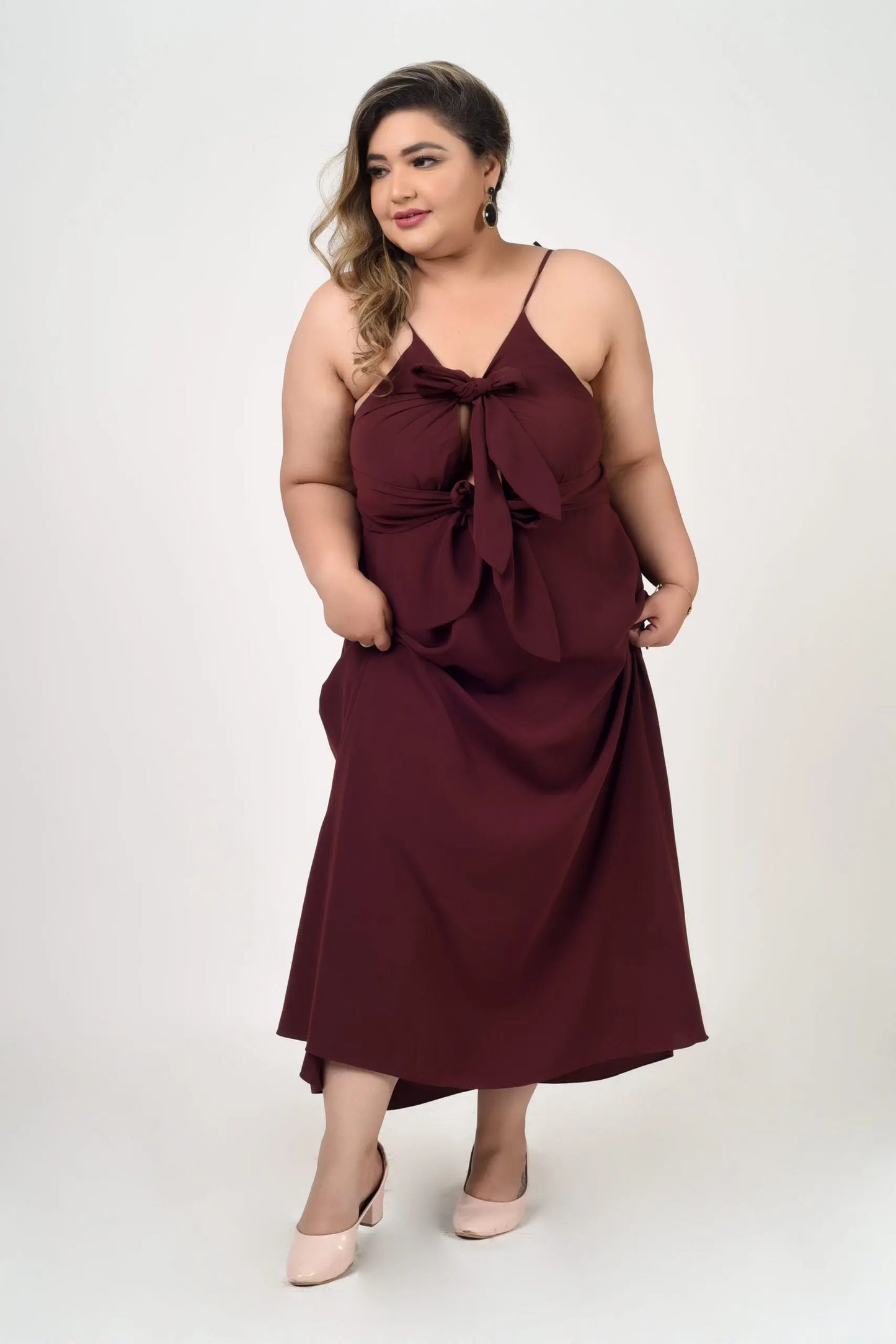 Deep Brown Cut-out and Tie Dress hencemade