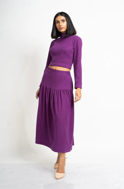 Deep Purple Rib Skirt and Top Set hencemade