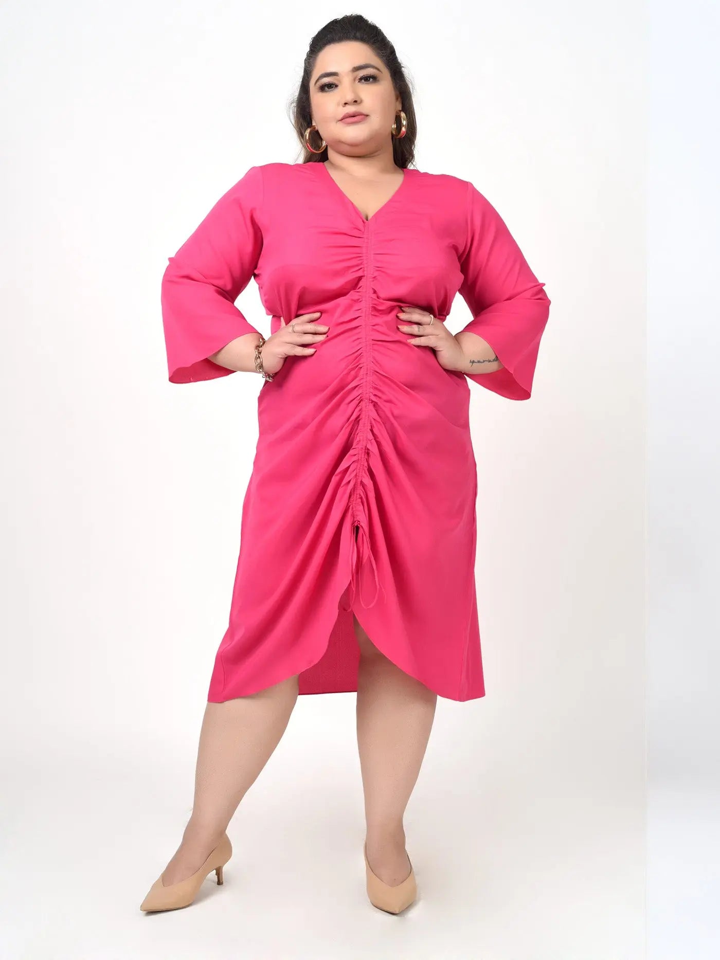 Pretty Pink Ruched Dress hencemade