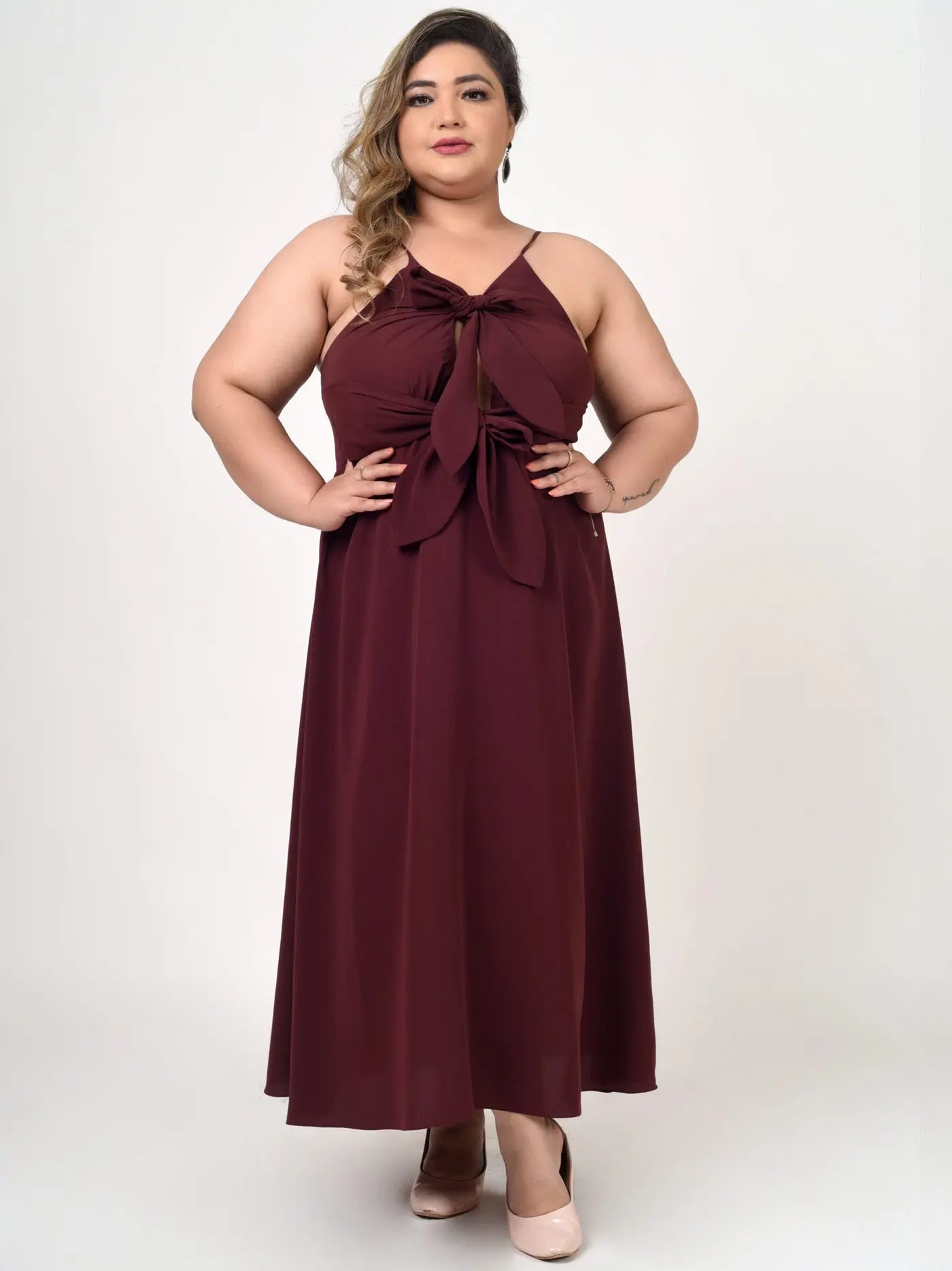 Deep Brown Cut-out and Tie Dress hencemade