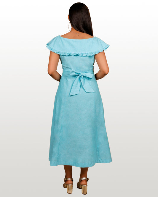 Prim And Proper Blue Cotton Dress My Store