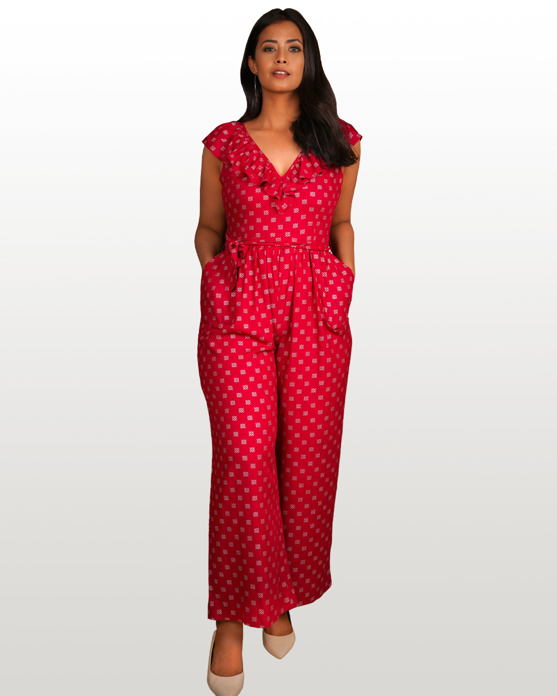 Bright Pink Motif Jumpsuit hencemade