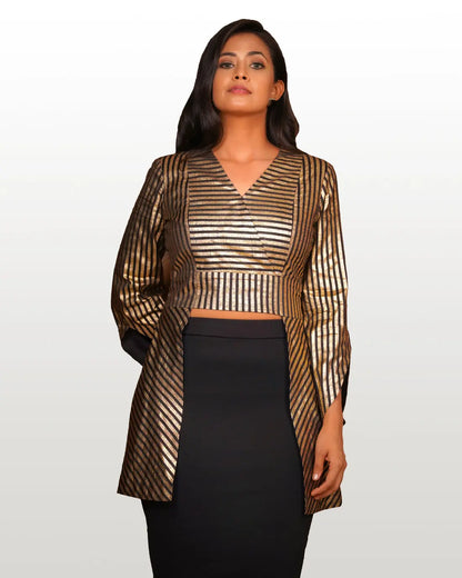 Striped Foiled Viscose Blouson hencemade