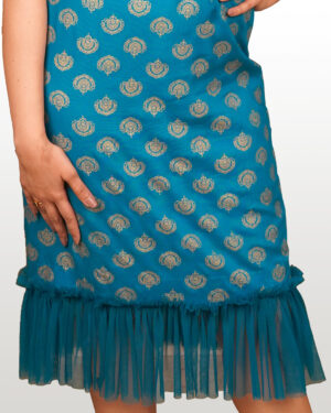 Cobalt Blue Motifs Cotton Dress