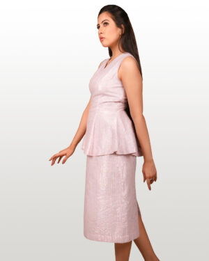 Dusted Pastel Pink Striped Lurex Skirt Set