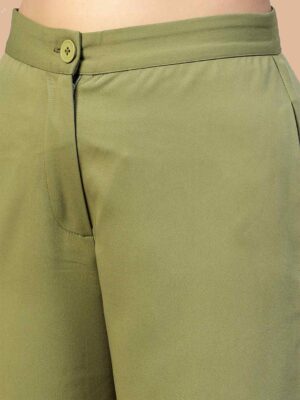 Jade Green Flat Front Trousers